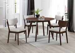 Onaka Walnut/Beige 5 Pc. Round Table Dining Set - Ornate Home