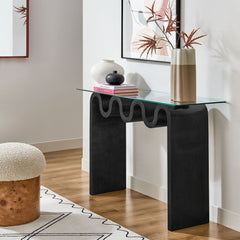 Ondine Black Glass Top 50" Console Table - Ornate Home