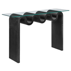 Ondine Black Glass Top 50" Console Table - Ornate Home