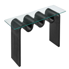 Ondine Black Glass Top 50" Console Table - Ornate Home