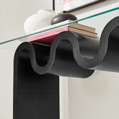Ondine Black Glass Top 50" Console Table - Ornate Home
