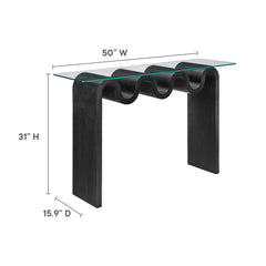 Ondine Black Glass Top 50" Console Table - Ornate Home