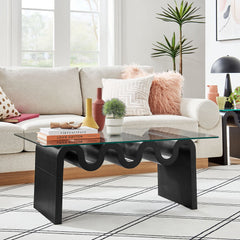 Ondine Black Glass Top Coffee Table - Ornate Home