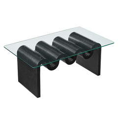 Ondine Black Glass Top Coffee Table - Ornate Home