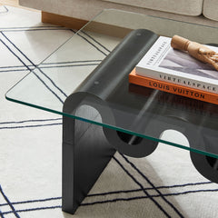 Ondine Black Glass Top Coffee Table - Ornate Home