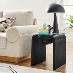 Ondine Black Glass Top Side Table - Ornate Home