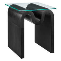 Ondine Black Glass Top Side Table - Ornate Home