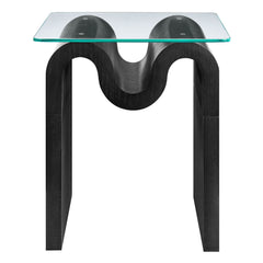 Ondine Black Glass Top Side Table - Ornate Home