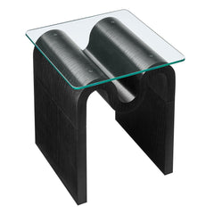 Ondine Black Glass Top Side Table - Ornate Home