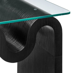 Ondine Black Glass Top Side Table - Ornate Home