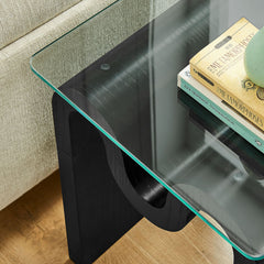 Ondine Black Glass Top Side Table - Ornate Home