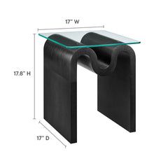 Ondine Black Glass Top Side Table - Ornate Home
