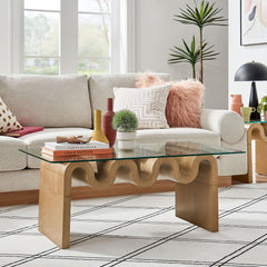 Ondine Natural Glass Top Coffee Table - Ornate Home