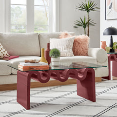 Ondine Spiced Apple Glass Top Coffee Table - Ornate Home