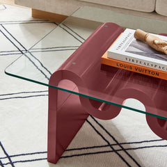 Ondine Spiced Apple Glass Top Coffee Table - Ornate Home