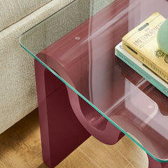 Ondine Spiced Apple Glass Top Side Table - Ornate Home