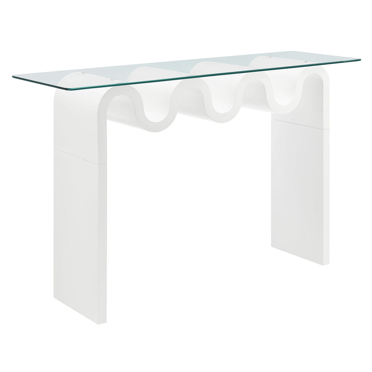 Ondine White Glass Top 50" Console Table - Ornate Home