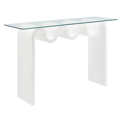 Ondine White Glass Top 50" Console Table - Ornate Home