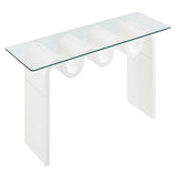 Ondine White Glass Top 50" Console Table - Ornate Home