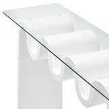 Ondine White Glass Top 50" Console Table - Ornate Home