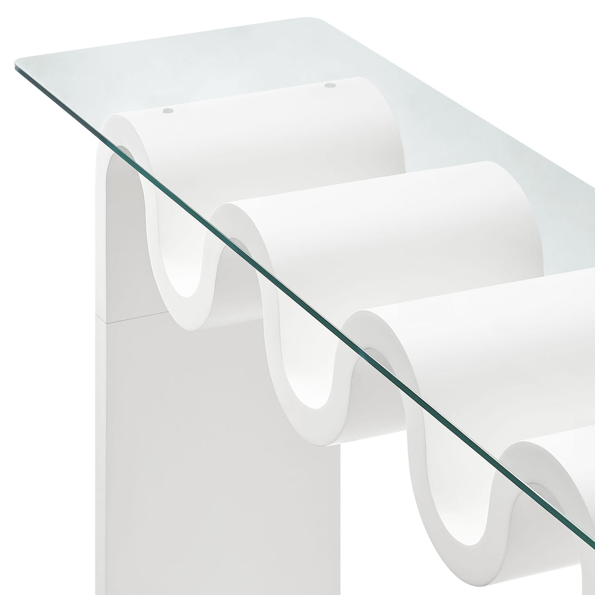 Ondine White Glass Top 50" Console Table - Ornate Home