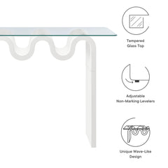 Ondine White Glass Top 50" Console Table - Ornate Home
