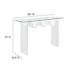 Ondine White Glass Top 50" Console Table - Ornate Home