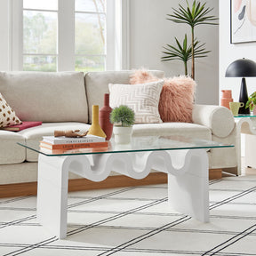 Ondine White Glass Top Coffee Table - Ornate Home