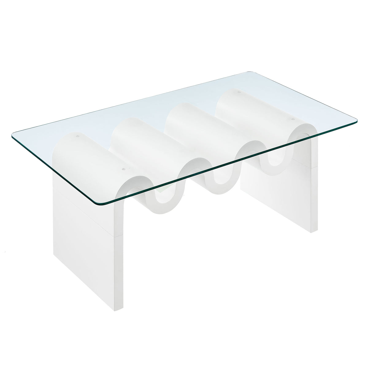 Ondine White Glass Top Coffee Table - Ornate Home