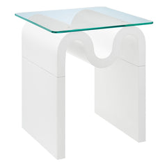 Ondine White Glass Top Side Table - Ornate Home
