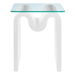 Ondine White Glass Top Side Table - Ornate Home
