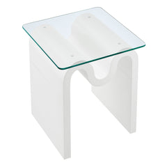 Ondine White Glass Top Side Table - Ornate Home