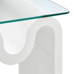 Ondine White Glass Top Side Table - Ornate Home