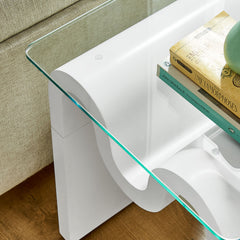 Ondine White Glass Top Side Table - Ornate Home