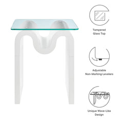 Ondine White Glass Top Side Table - Ornate Home