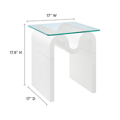 Ondine White Glass Top Side Table - Ornate Home