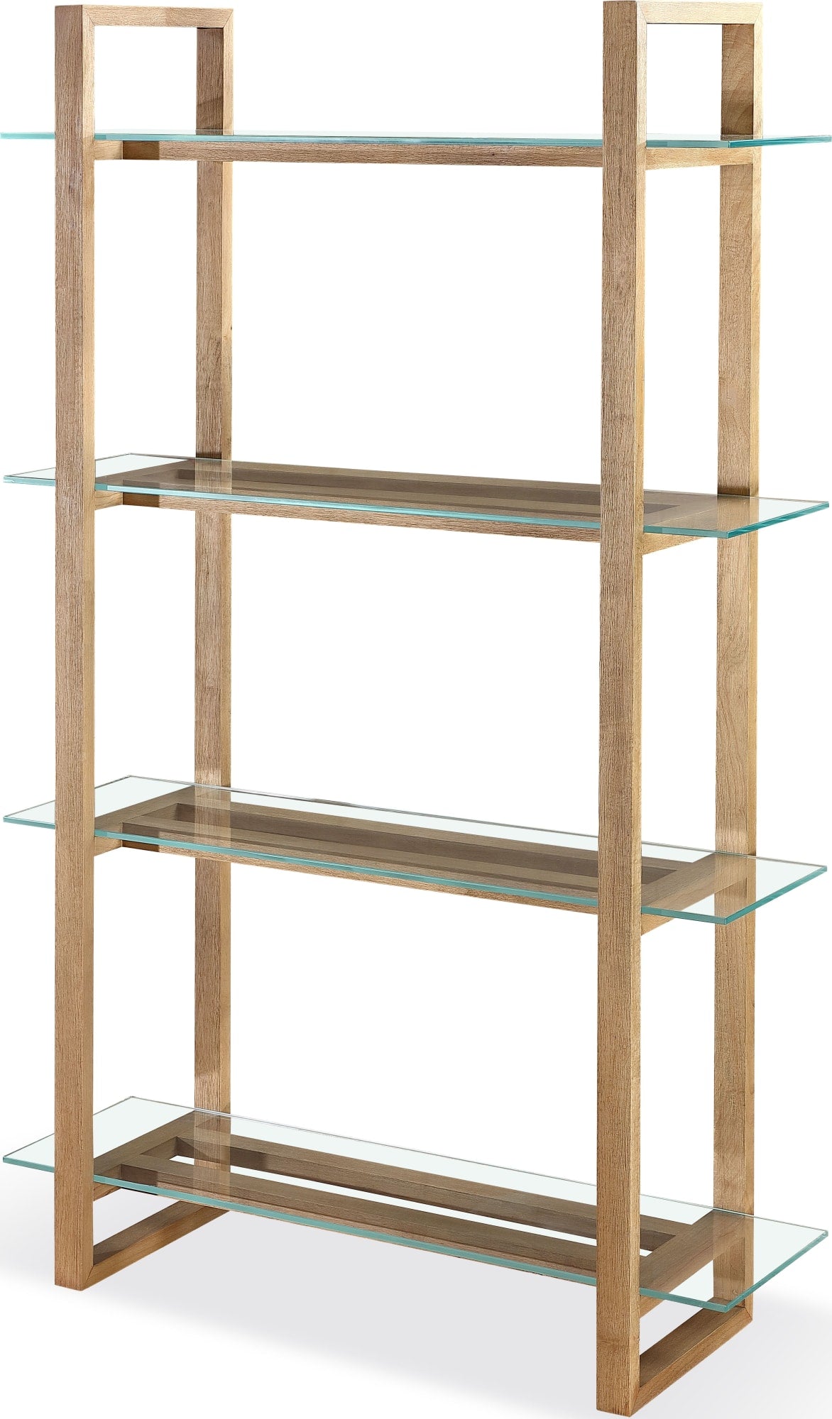 One Bisque/Clear Modern Coastal Glass Shelf Bookcase - Ornate Home