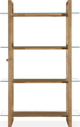 One Bisque/Clear Modern Coastal Glass Shelf Bookcase - Ornate Home