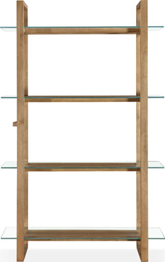 One Bisque/Clear Modern Coastal Glass Shelf Bookcase - Ornate Home