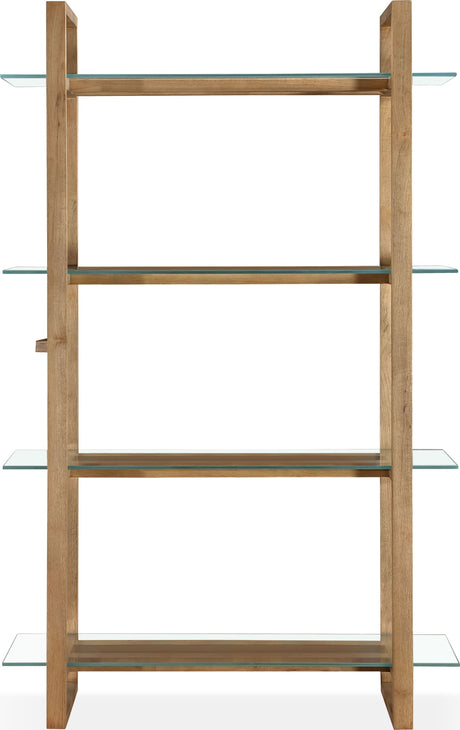 One Bisque/Clear Modern Coastal Glass Shelf Bookcase - Ornate Home