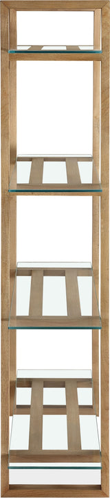 One Bisque/Clear Modern Coastal Glass Shelf Bookcase - Ornate Home