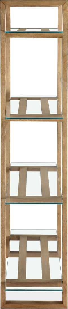 One Bisque/Clear Modern Coastal Glass Shelf Bookcase - Ornate Home