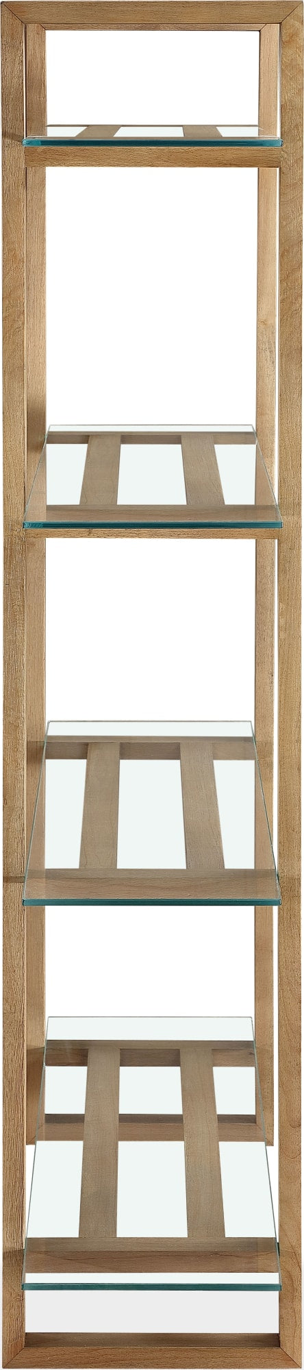 One Bisque/Clear Modern Coastal Glass Shelf Bookcase - Ornate Home