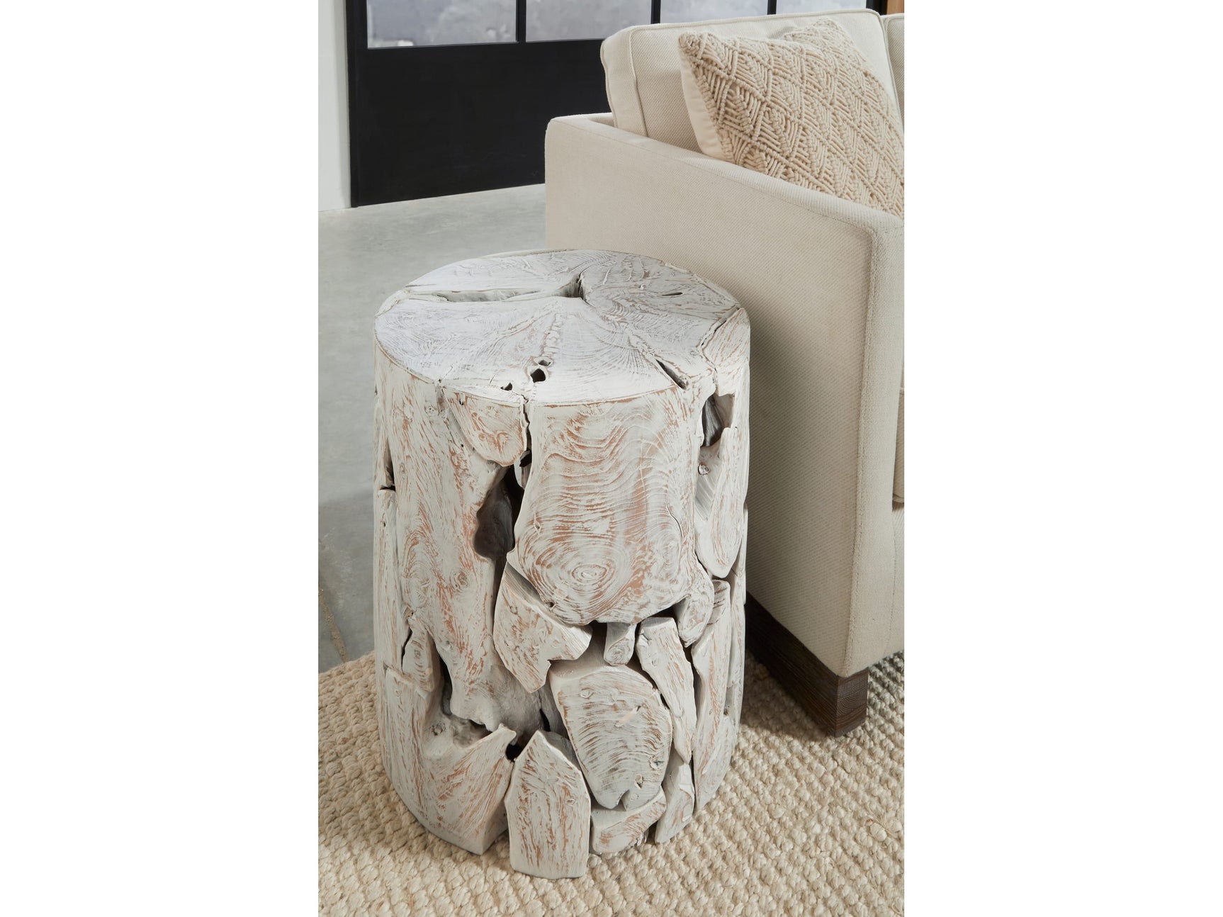 One Bleached Teak Teak Slice Round End Table - Ornate Home