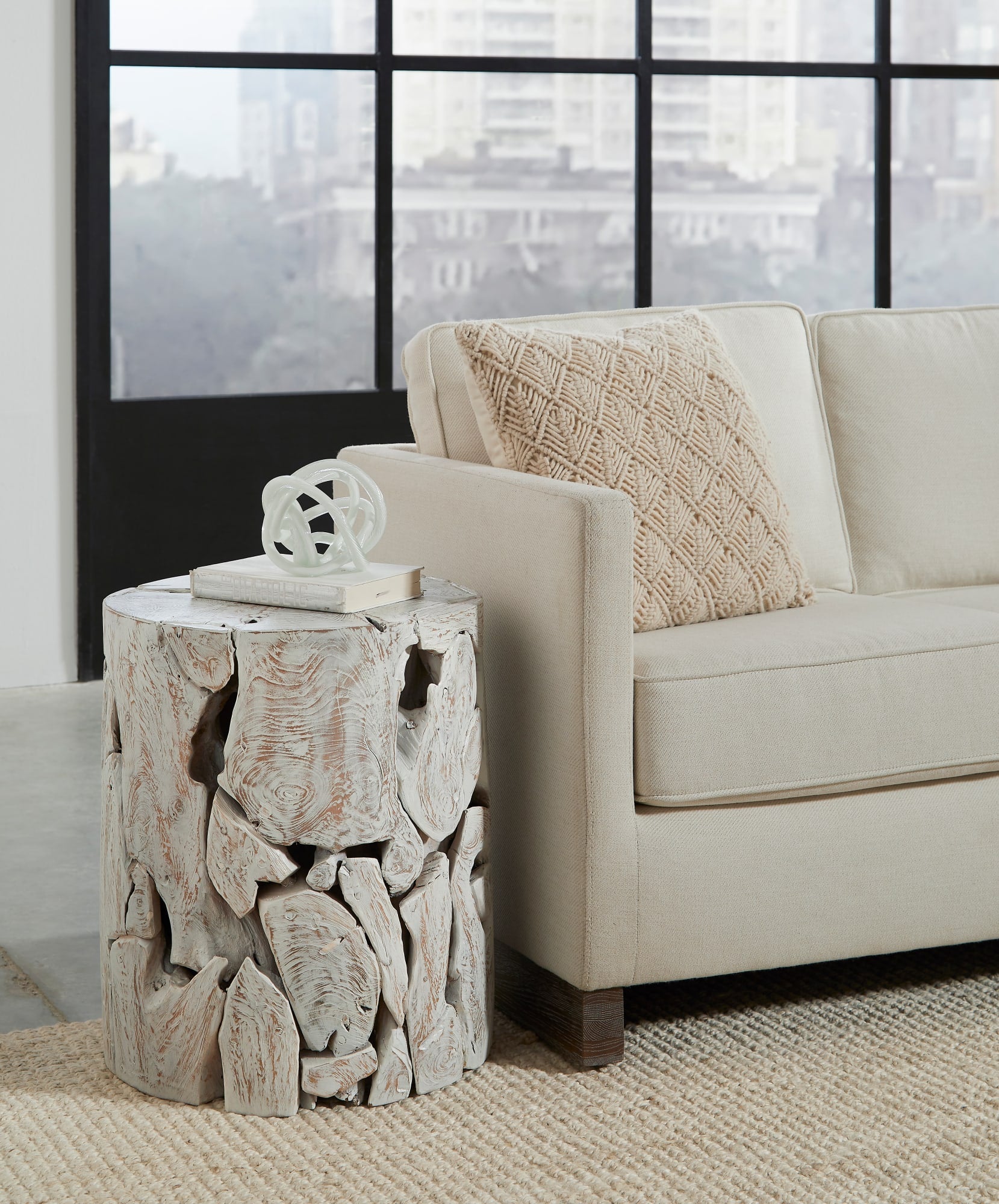 One Bleached Teak Teak Slice Round End Table - Ornate Home