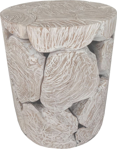 One Bleached Teak Teak Slice Round End Table - Ornate Home