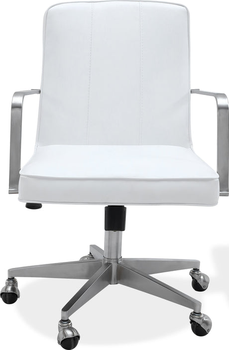 One Brushed Stainless Steel/White Metal Frame Home Office Chair - Ornate Home