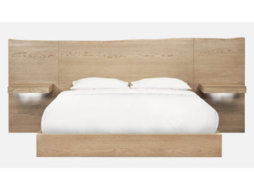 One Coastal Bisque Modern Live Edge California King Wall Bed with Floating Nightstands - Ornate Home
