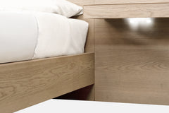 One Coastal Bisque Modern Live Edge California King Wall Bed with Floating Nightstands - Ornate Home