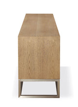 One Coastal Modern 84 inch TV Console in Brushed Stainless Steel and Bisque - Ornate Home